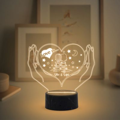 Heart Shape Couple Night Lamp Personalized Name Light